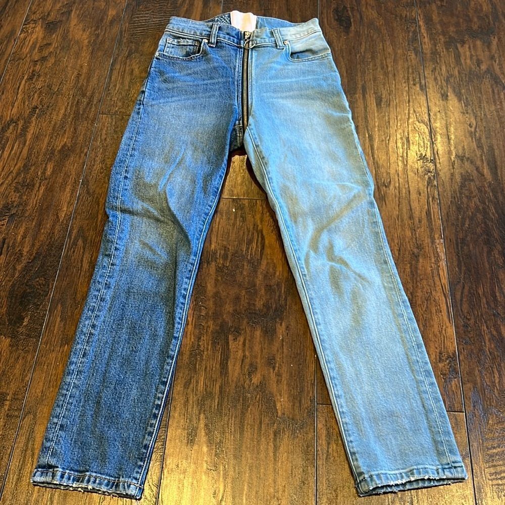 Revice denim jeans split color zipper from front to back size 24 in EUC